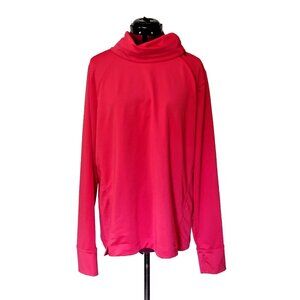J.Jill Fit Asymmetric Zip Pullover Red Women Size XL Thumb Holes Side Sp…